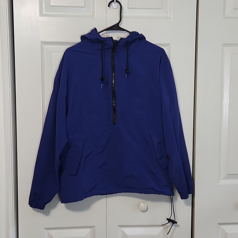Lands End Unisex Bluish Purple Pouch/Packable Jacket W-Med M-SM 1/2 Zip‎ Pockets